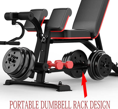 Adjustable bench with 4 backrest positions for chest, abs & leg workouts. Heavy-duty steel, 660 lbs capacity, compact & perfect for home gym training.